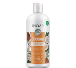 inoar coconut conditioner made with coconut oil and milk, shea butter, vitamin c