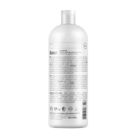 inoar coconut shampoo made with coconut oil and milk, shea butter, vitamin c