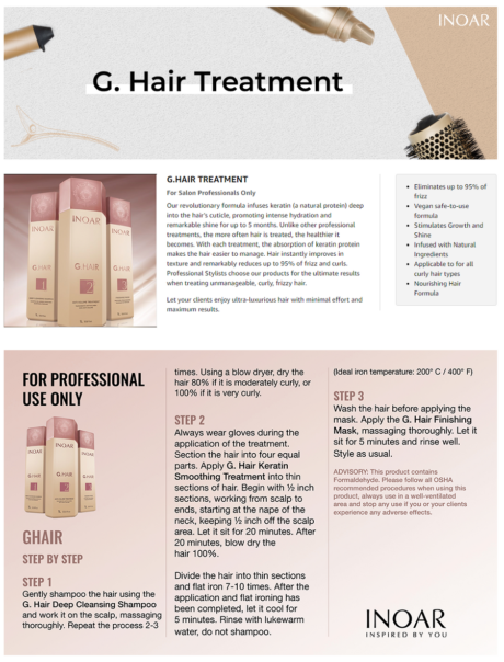 inoar g hair anti volume keratin smoothing treatment system