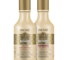 inoar absolut daymoist shampoo and conditioner with flower extract and vitamin c to keep hair hydrated and healthy