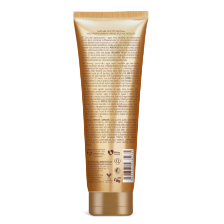 inoar kalice mask multifunctional developed with 7 different oils: argan, myrrh, macadamia, ojon, sweet almonds, jasmine, and rosemary