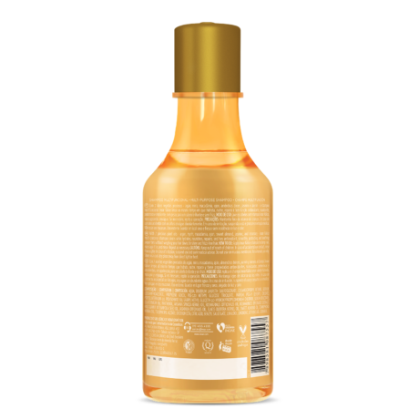 inoar kalice shampoo developed with 7 different oils: argan, myrrh, macadamia, ojon, sweet almonds, jasmine, and rosemary