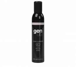 genUs Strong hold mousse with a soft creamy texture suitable for all hair types. It defines, shapes, and gives volume without weighing hair down.