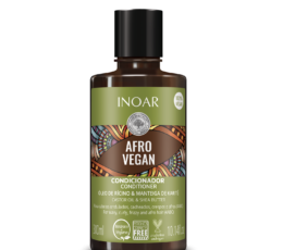 Inoar Vegan Afro Hair Conditioner rich in shea butter and vitamin A and E that leaves curly hair types soft and manageable